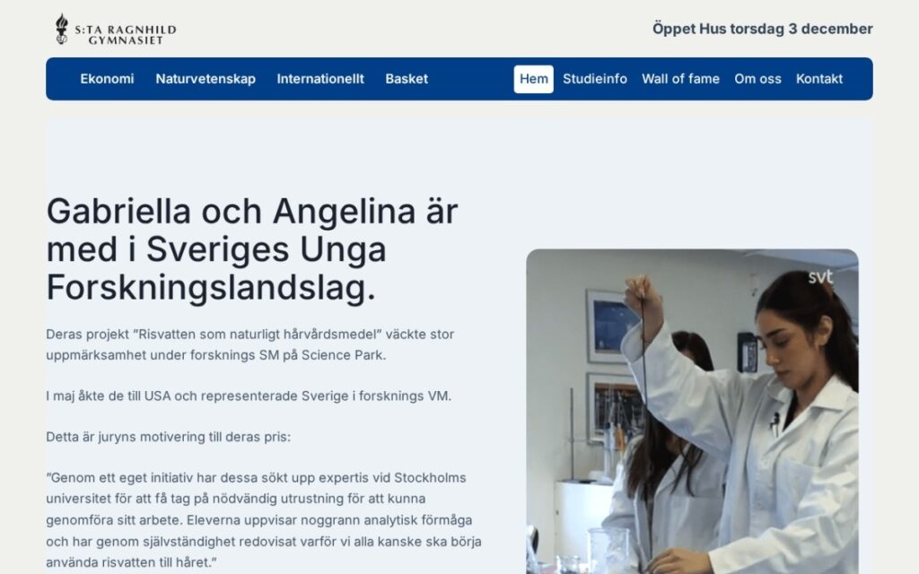 S:ta Ragnhildgymnasiet, Stockholms Filmskola & Wp Blyerts (AI-First)