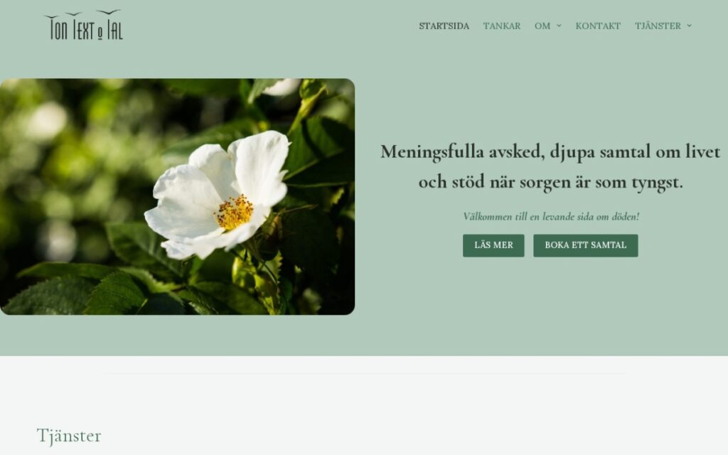 Ton, Text & Tals hemsida