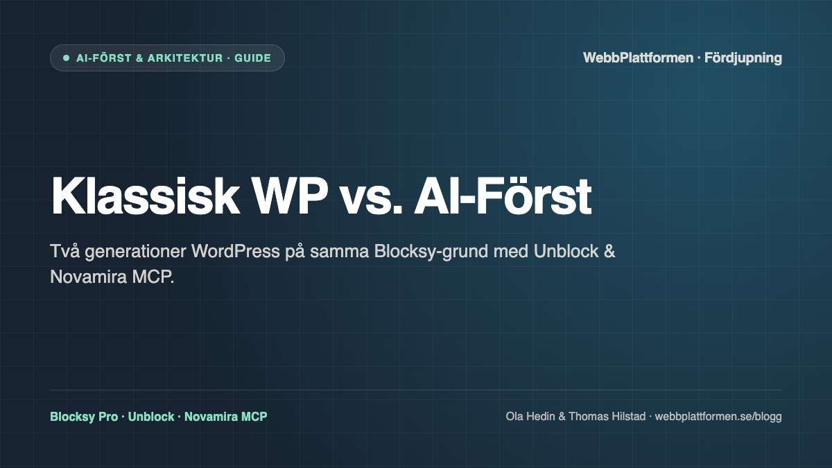 Två generationer WordPress på samma Blocksy-grund: Klassisk WordPress vs. AI-Först klassisk wordpress vs. ai först på blocksy