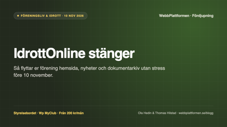 IdrottOnline stänger 10 november 2026 – så flyttar er förening hemsida och dokumentarkiv utan stress idrottonline stänger 10 november 2026