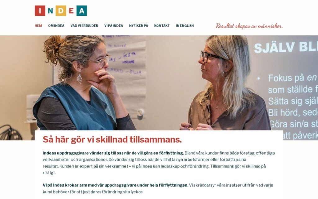 Indea – startsidan
