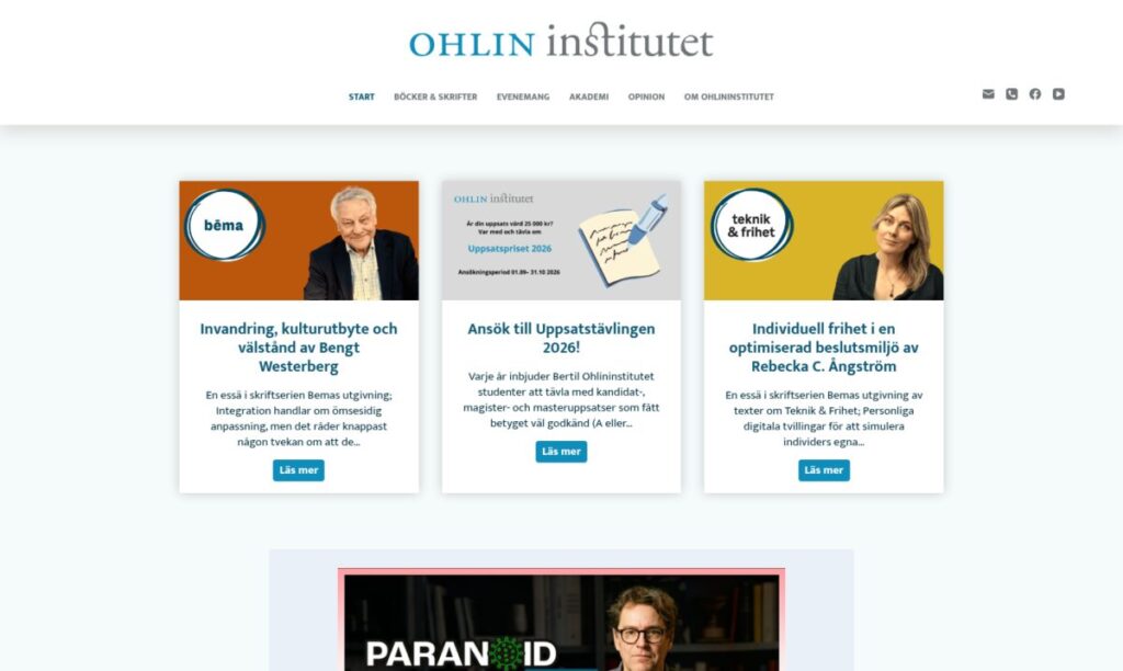 Ohlininstitutet – startsidan