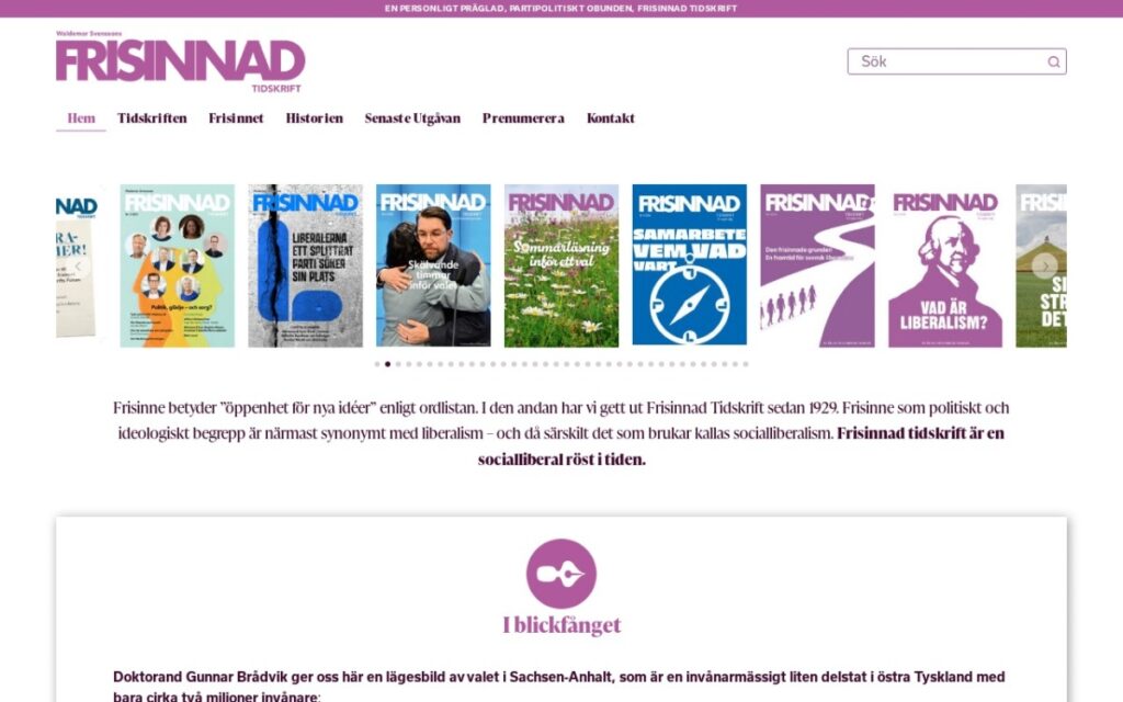 Frisinnad Tidskrift – startsidan