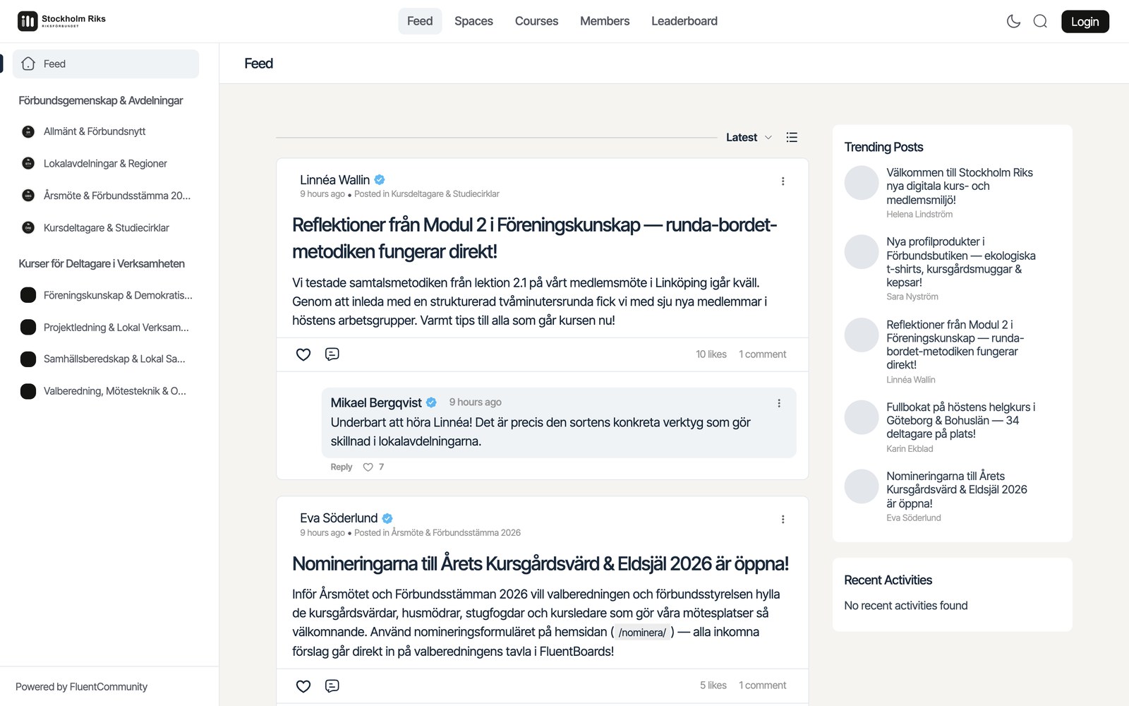 Funktioner – sida för sida Grupper & diskussioner i startmallen Stockholm