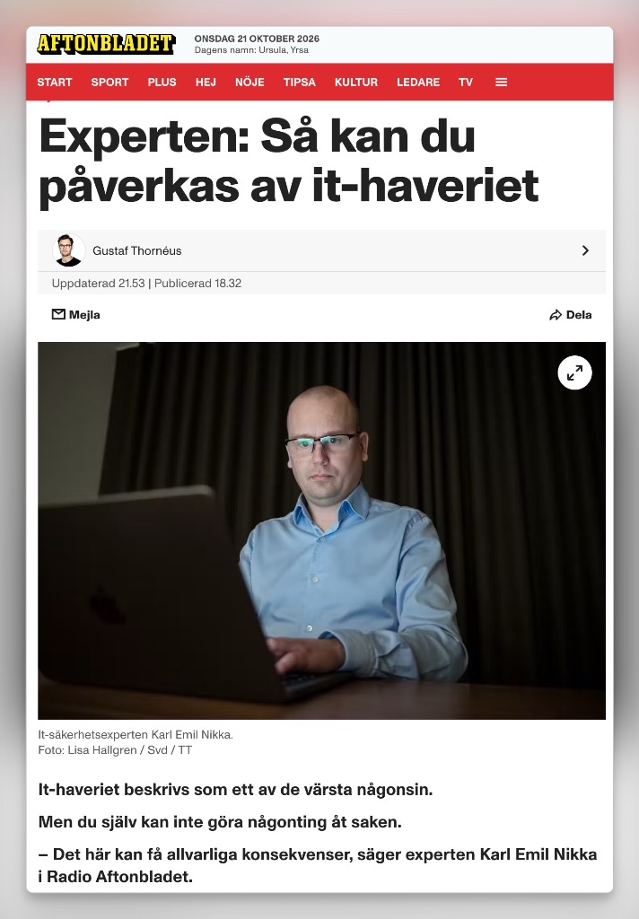 PHP2Shell skakar internet: vad dagens PHP-säkerhetslucka innebär för din hemsida – WebbPlattformen Aftonbladet 21 okt 2026: Experten Karl Emil Nikka – Så kan du påverkas av it-haveriet